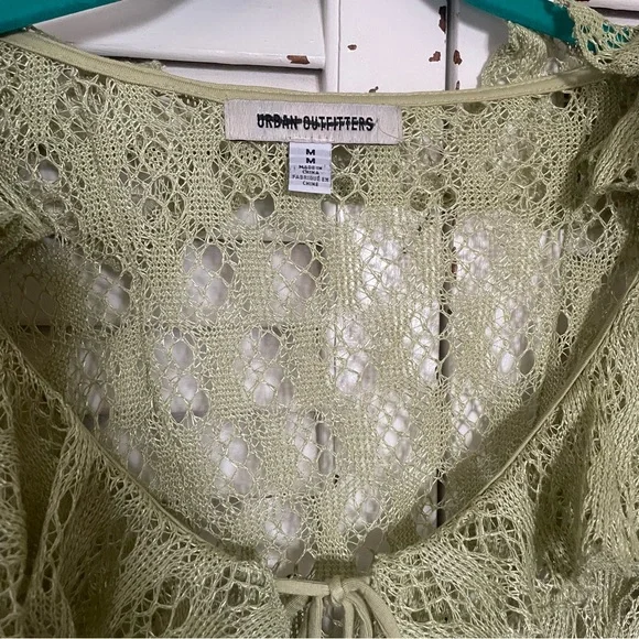Urban Outfitters Crotchet Lacey Cardigan Top in Green - Picture 3 of 4